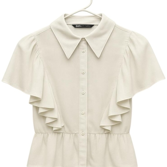 Zara Trafaluc Ivory Romper High Neck Cross Back Size Small - Picture 1 of 7